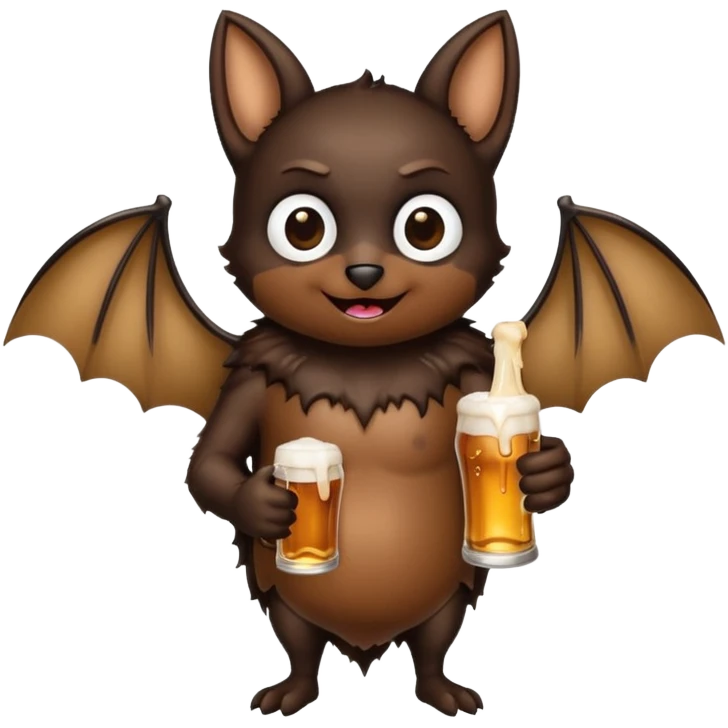 black bat drinking beer emoji