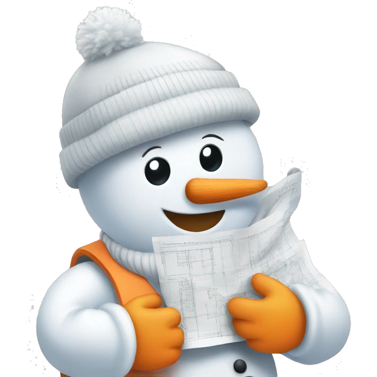 snowman holding construction plans emoji