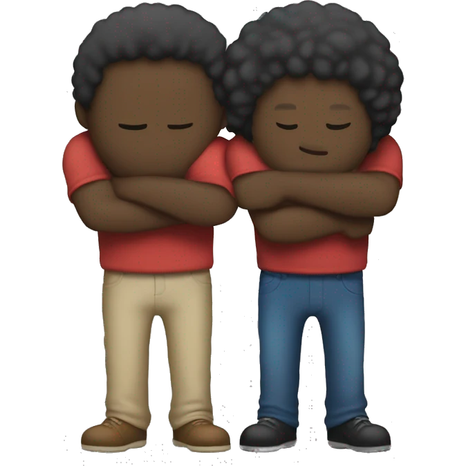 two black men hugging the hips of the other in the back emoji