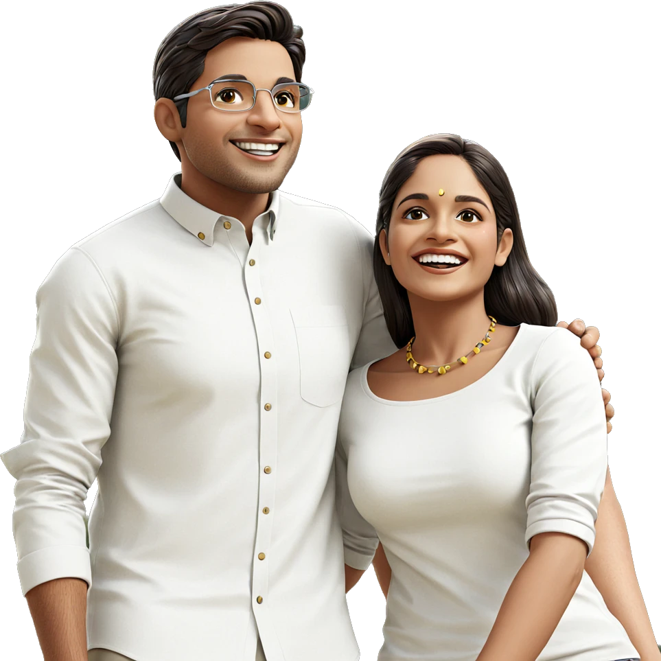 smiling duo in outdoor setting emoji
