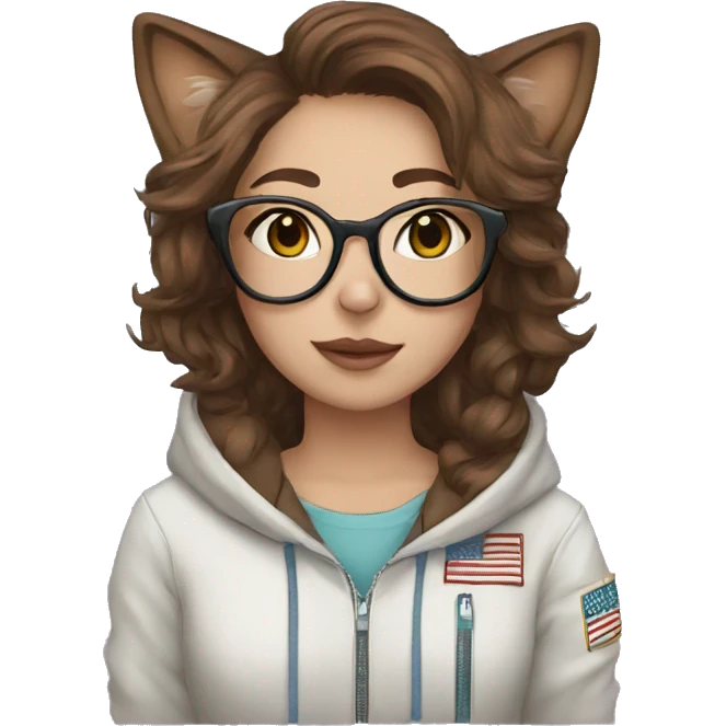 femboy with brown hair, cat ears and pilot glasses in a nasa hoodie emoji