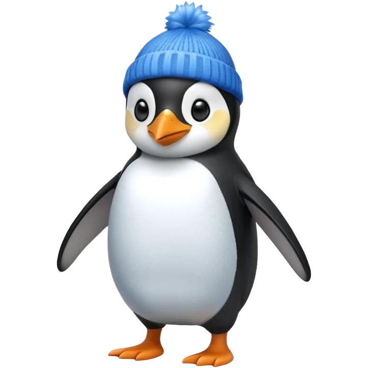 Penguin with blue beanie and blue shoes emoji