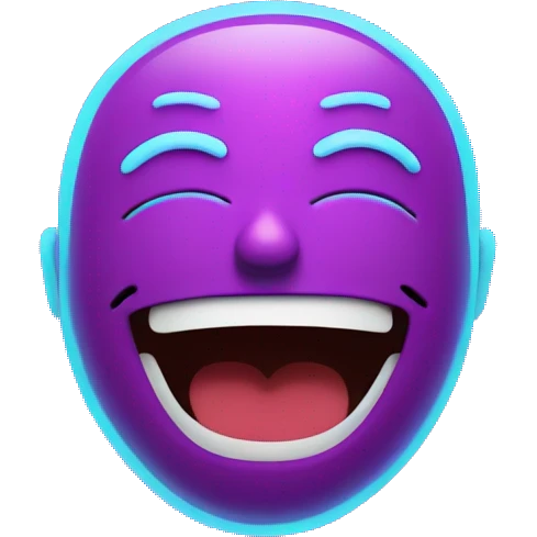 laughter with tears in neon emoji