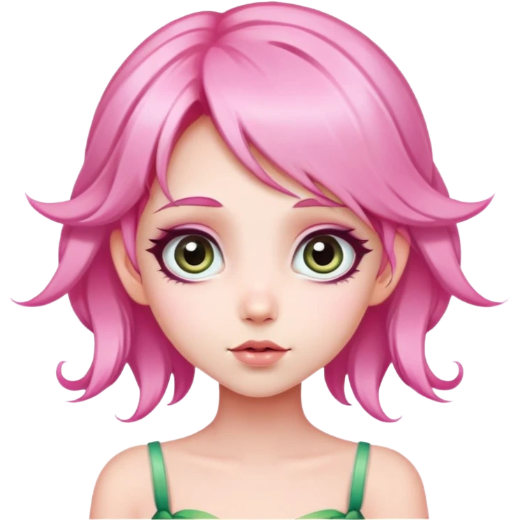 Beautiful fairy with pink hair and big gorgeous eyes emoji