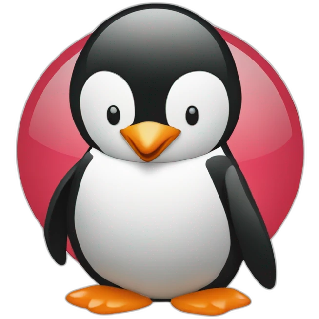 penguin with debian logo emoji