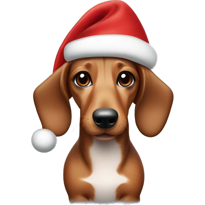Sausage dog with a Christmas hat emoji