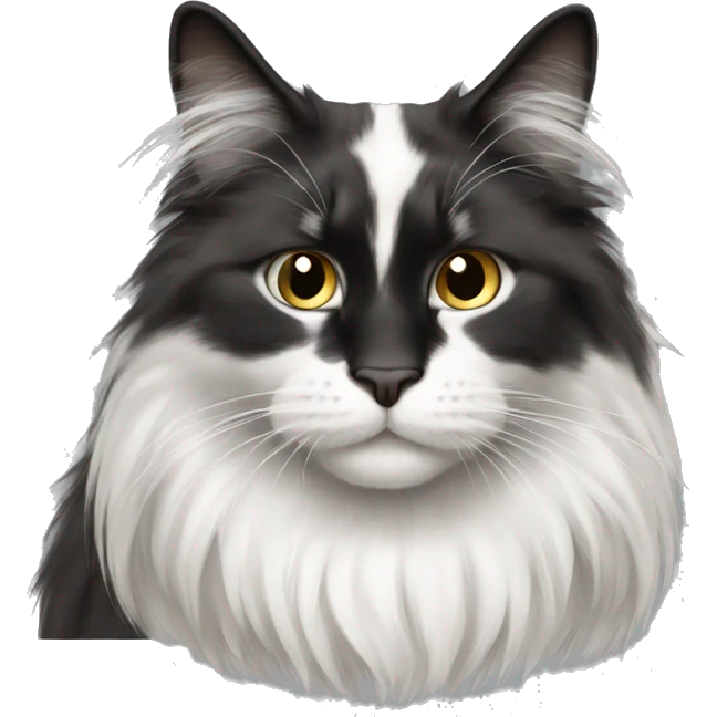 lack-and-white cat domestic long-haired emoji