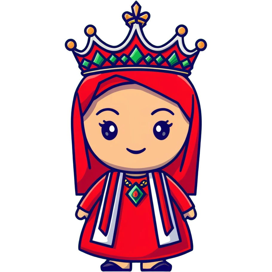 Ottoman queen with red dress and crown, imperial Turkish royal attire emoji