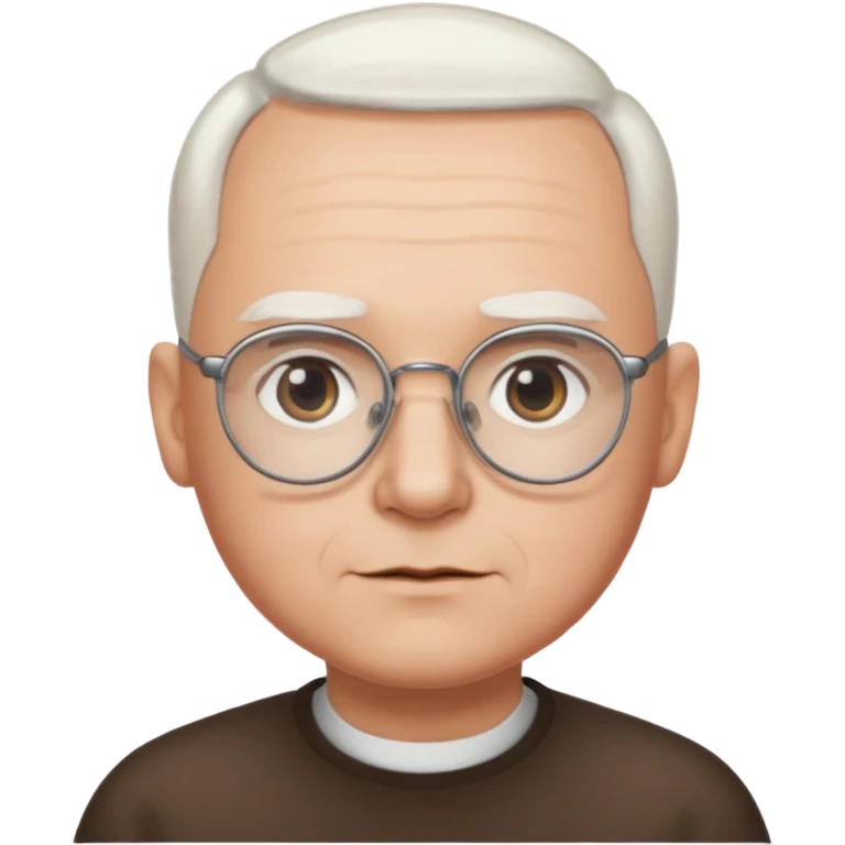 chauve cheveux blanc visage rond lunette gros sourcils emoji