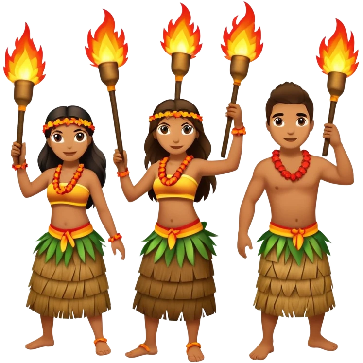 Hawaiian fire dancers emoji