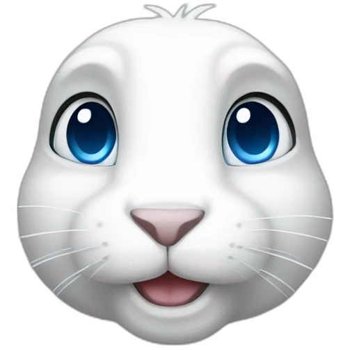 Rabbit White with bleu eyes emoji