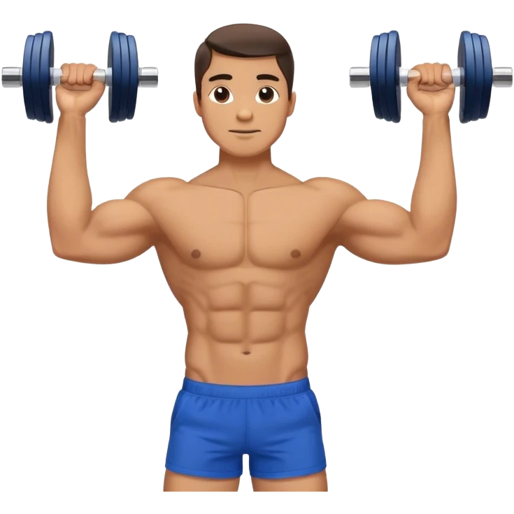 man with blue shorts doing dumbbell lateral-raise (T-pose) side-deltoid exercise emoji