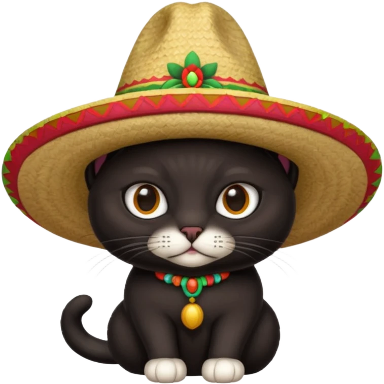 mexican hat black cat emoji