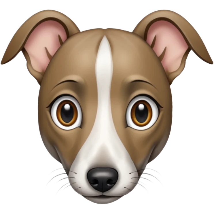 Create a brindle whippet emoji with long Dobby looking ears  emoji