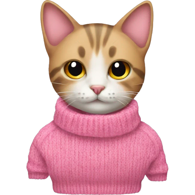 cat with sweater pink and ribbon emoji