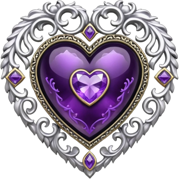 goth heart with a dark crystal cameo emoji