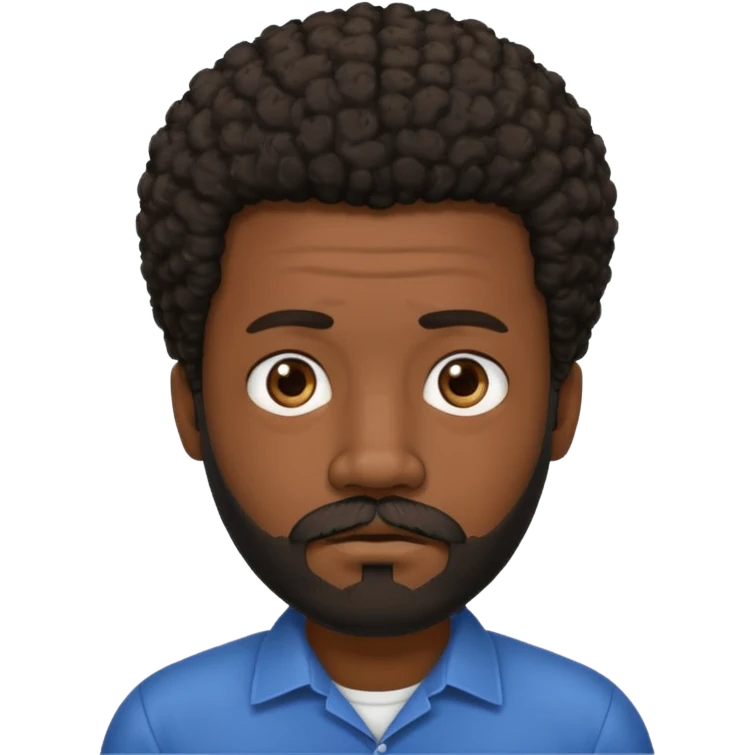 black man with beard, mustache, and short afro sad emoji