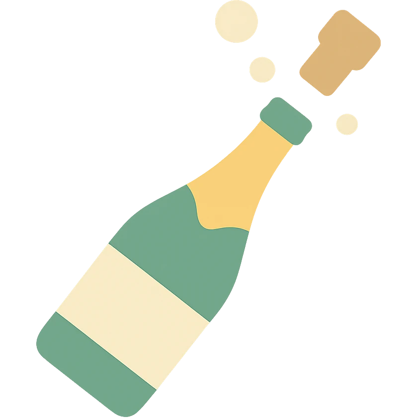champagne bottle popping with bubbles emoji