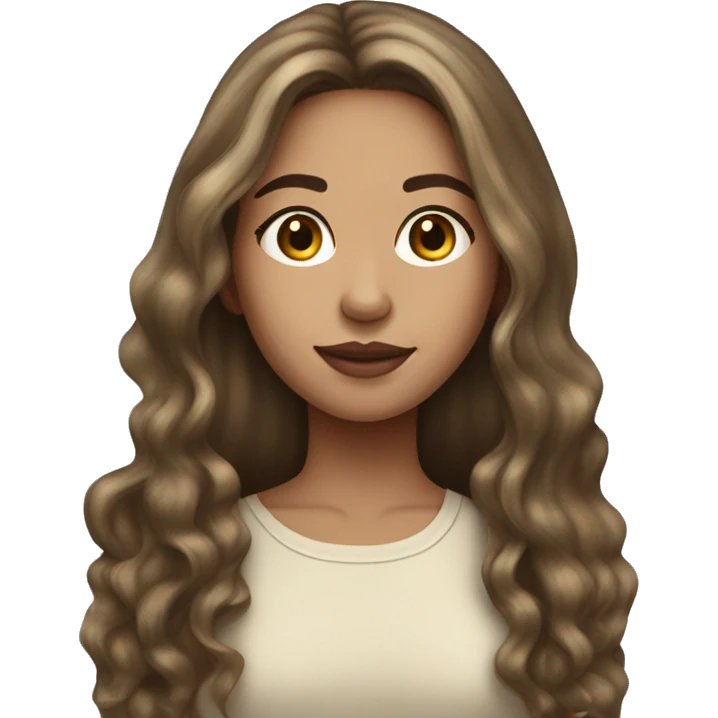Brunette with blonde highlight lightskin girl portrait with long hair emoji