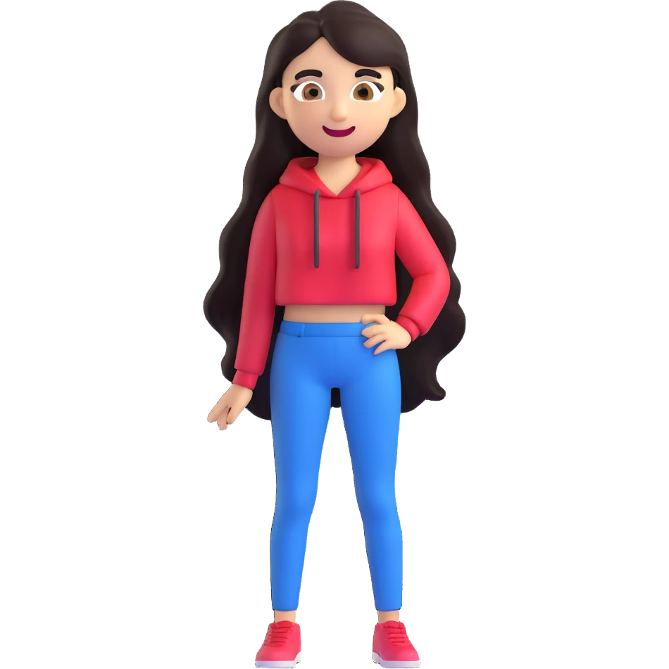 emoji of Yailin La Más Viral, long dark hair, expressive eyes, confident smile, trendy and stylish appearance, fashionable outfit, lively and vibrant expression, energetic personality emoji