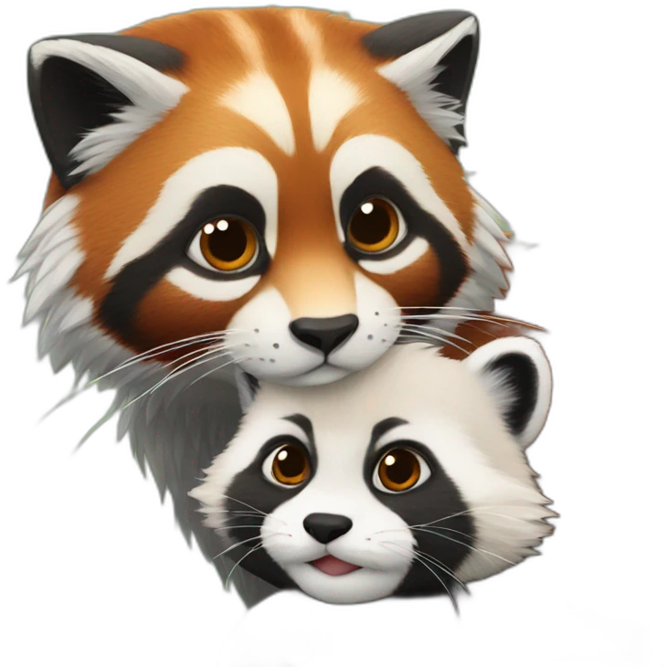 Manul cuddling a red panda  emoji