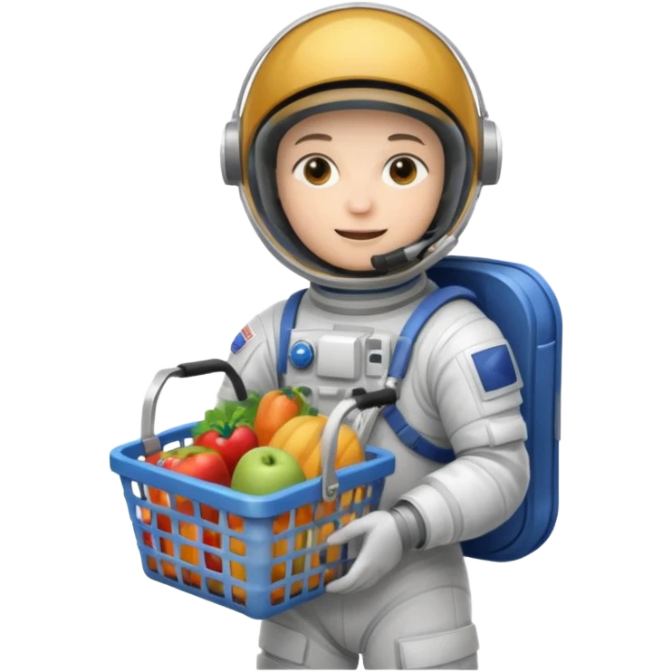 astronauta con canasta para hacer compras vacía emoji