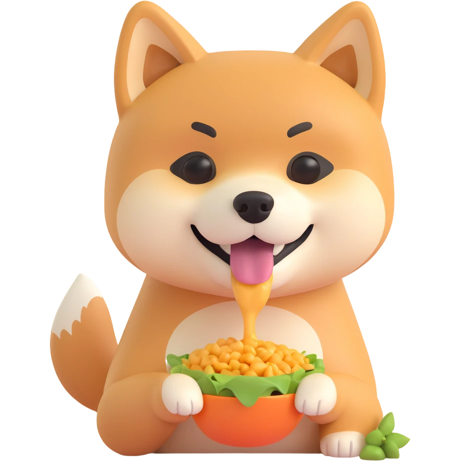 shiba inu, eating emoji