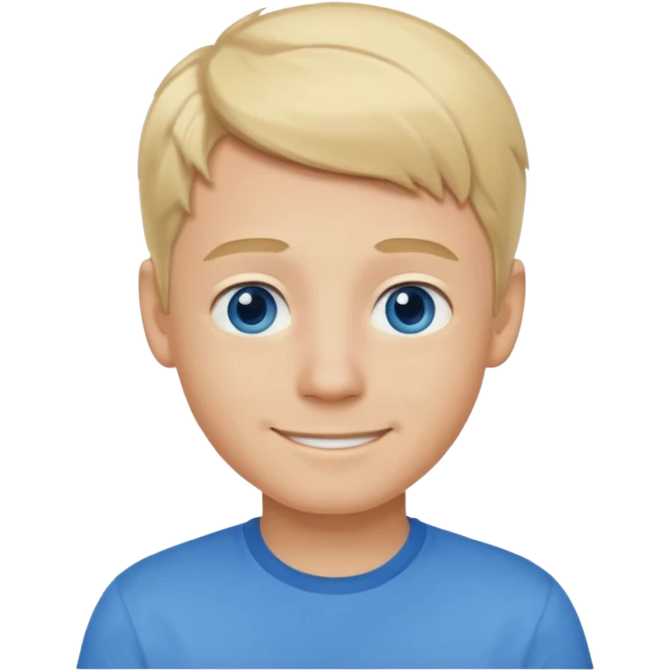 Blonde hair blue eyed boy wearing am emoji