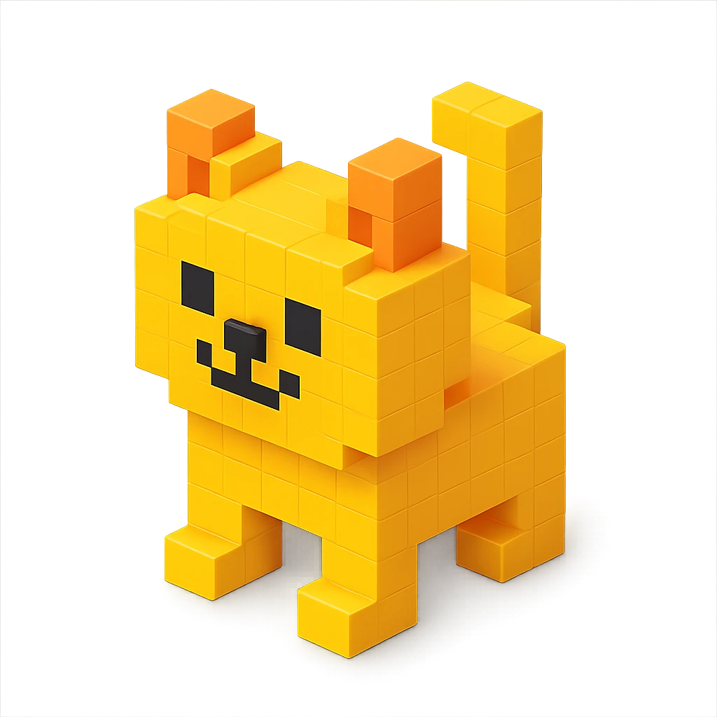 voxel style cat, isometric view emoji