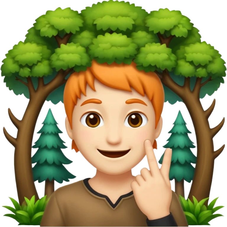 mystic forest character finger under chin teasing smile emoji