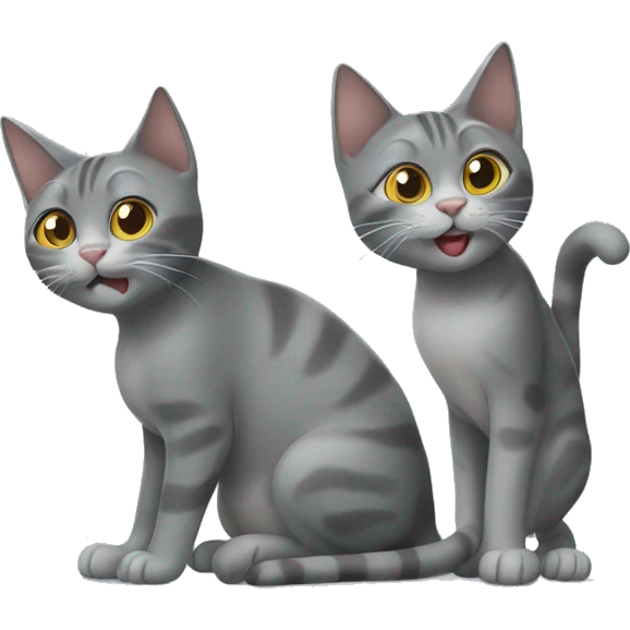two gray cats playing  emoji