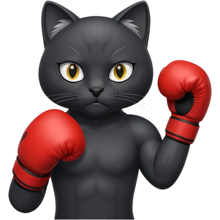 Black cat wearing boxing gloves emoji