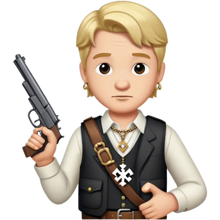 Barney holding a gun with a swaztica necklace  emoji