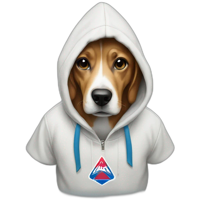dog wearing a hoodie with palace logo on it emoji