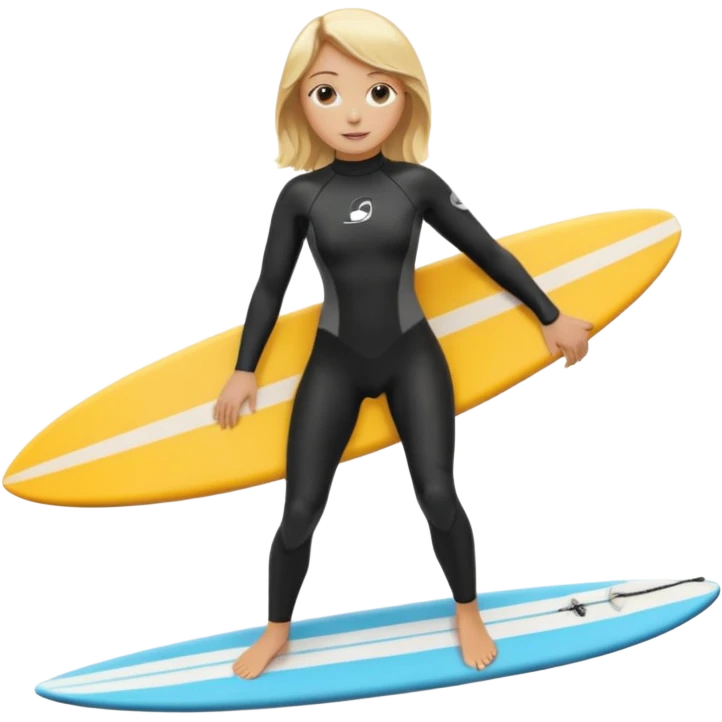 blonde haired white skinned surfer girl with surfboard  emoji