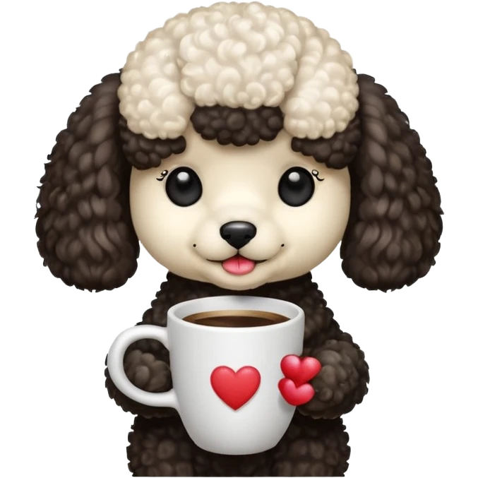 Poodle with coffee emoji