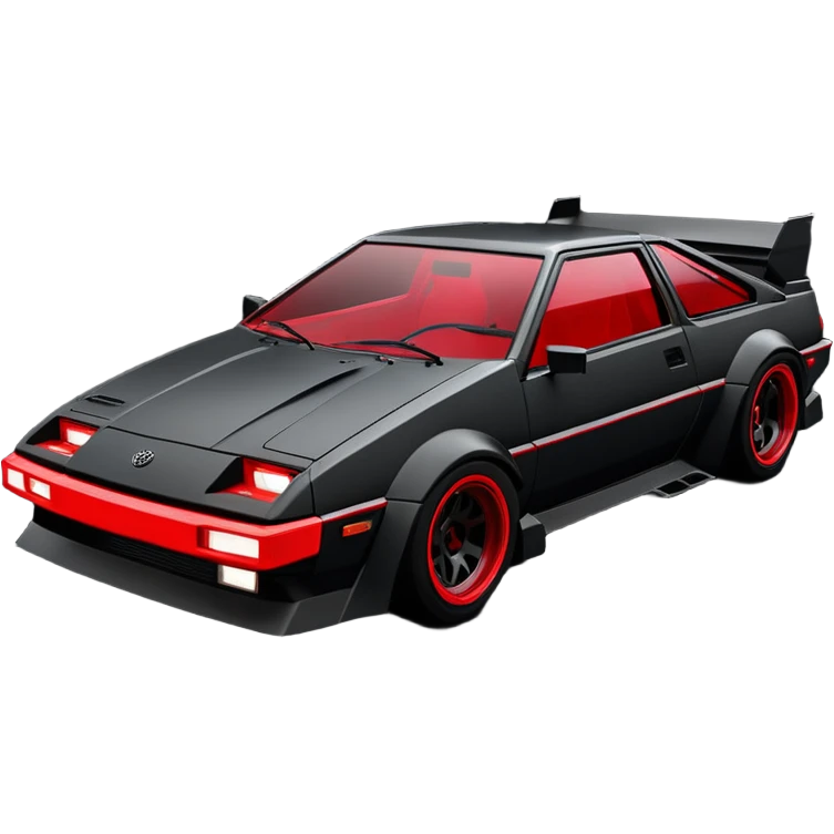  Venom’s aerodynamic opulent dark  futuristic concept loosely based on Toyota 1986 AE86 (flat long straight faceted mechanical body) lightweight stealthy street hot rod drifter  emoji