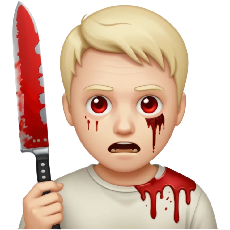 Insane scared injured person with a knife in the classic emoji style  emoji