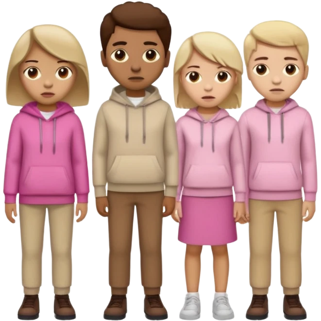 familias enfermas con ropa marron blanca beish y rosa emoji
