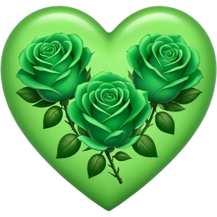 Green Heart with Little 3 green Roses around emoji