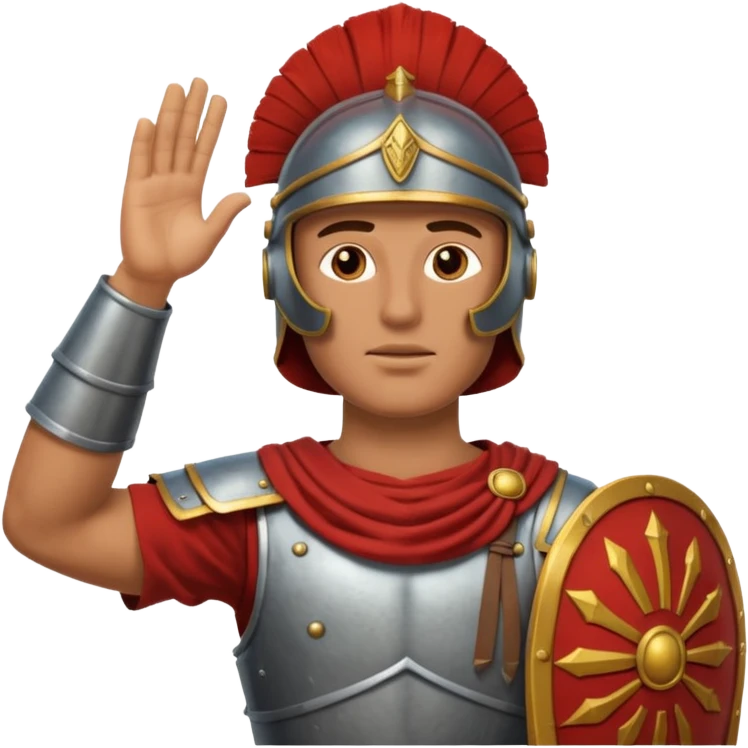 an ancient roman republic soldier doing the iconic ancient roman salute emoji