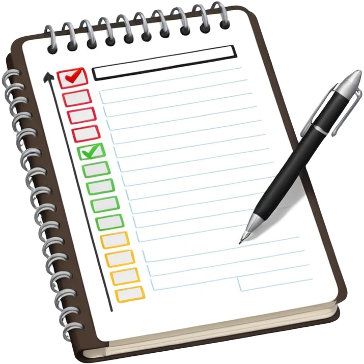 open notebook with a checklist emoji