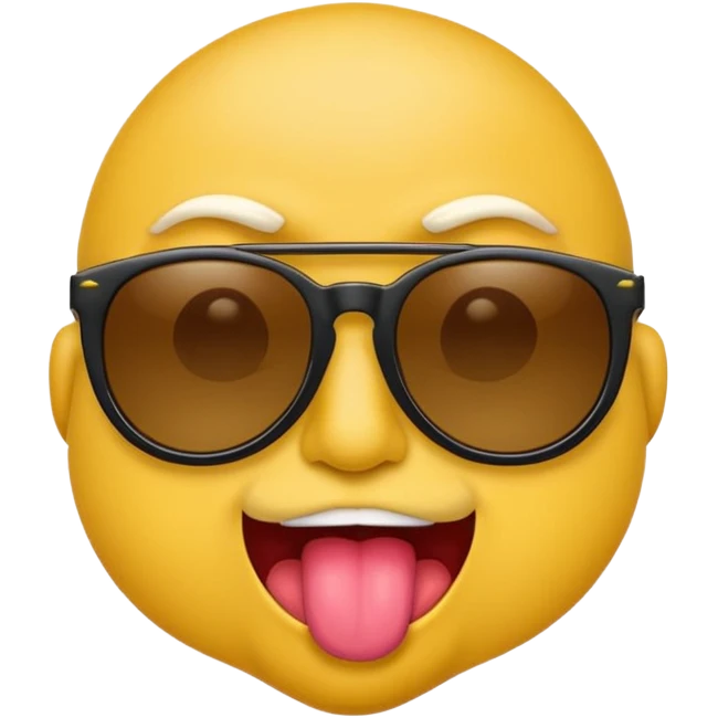 arrogant emoji wearing dark sunglasses sticking its tongue out emoji