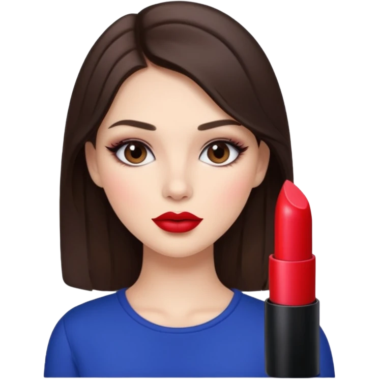 brunette pretty girl with full face makeup emoji