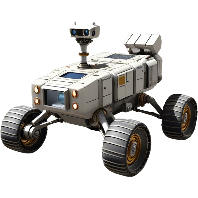 Cinematic Realistic Moon Rover – A rugged, high-tech vehicle traversing the Moon’s dusty surface. Its thick wheels leave tracks in the fine lunar regolith, with Earth hanging in the distant sky. Every mechanical detail of the rover is meticulously rendered, emphasizing its role in human exploration. emoji