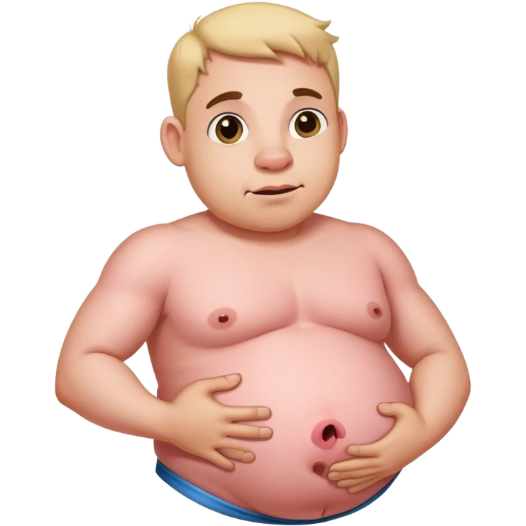 Half Pig half man holding belly emoji