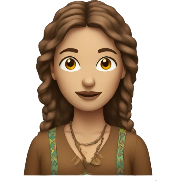 Hippie woman with brown hair portrait emoji