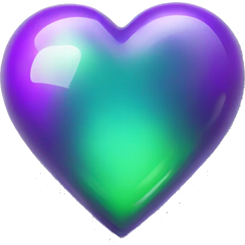 Purple green shiny glass heart  emoji