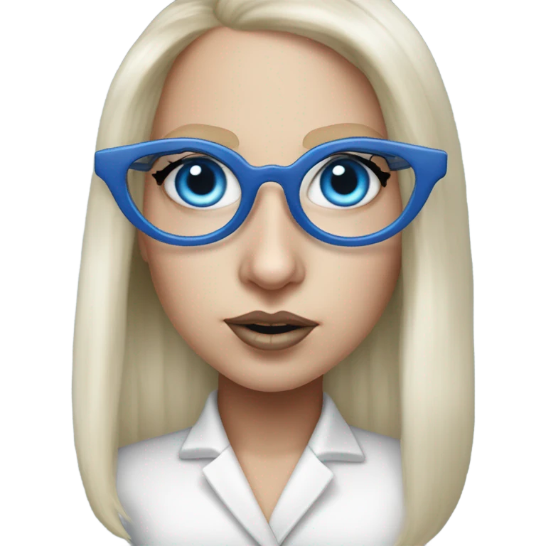 Hyper Realistic Lady Gaga blue eyes big glasses  emoji