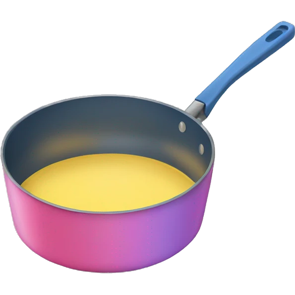 blue, yellow, and pink frying pan emoji